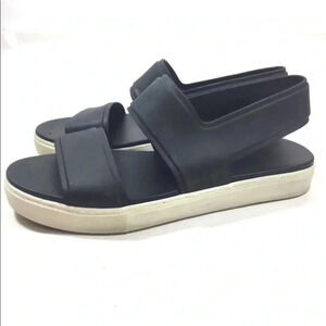 Vince Womens Rubber Black White Slingback Strappy Sandals Jelly